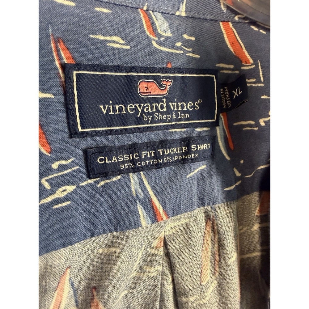 Vineyard Vines Mens XL Classic Fit Tucker Shirt Blue Short Sleeve Cotton - Picture 5 of 12